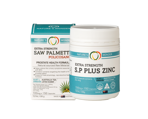 EXTRA STRENGTH SAW PALMETTO + POLICOSANOL 쏘팔메토 폴리코사놀 플러스 아연 720mg x 150capsules 네이쳐스원더